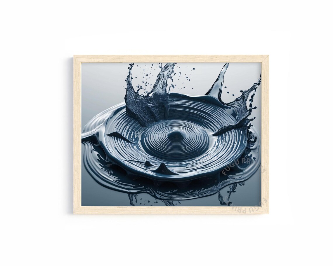 Blue Water Splash Modern Minimalist Art Print