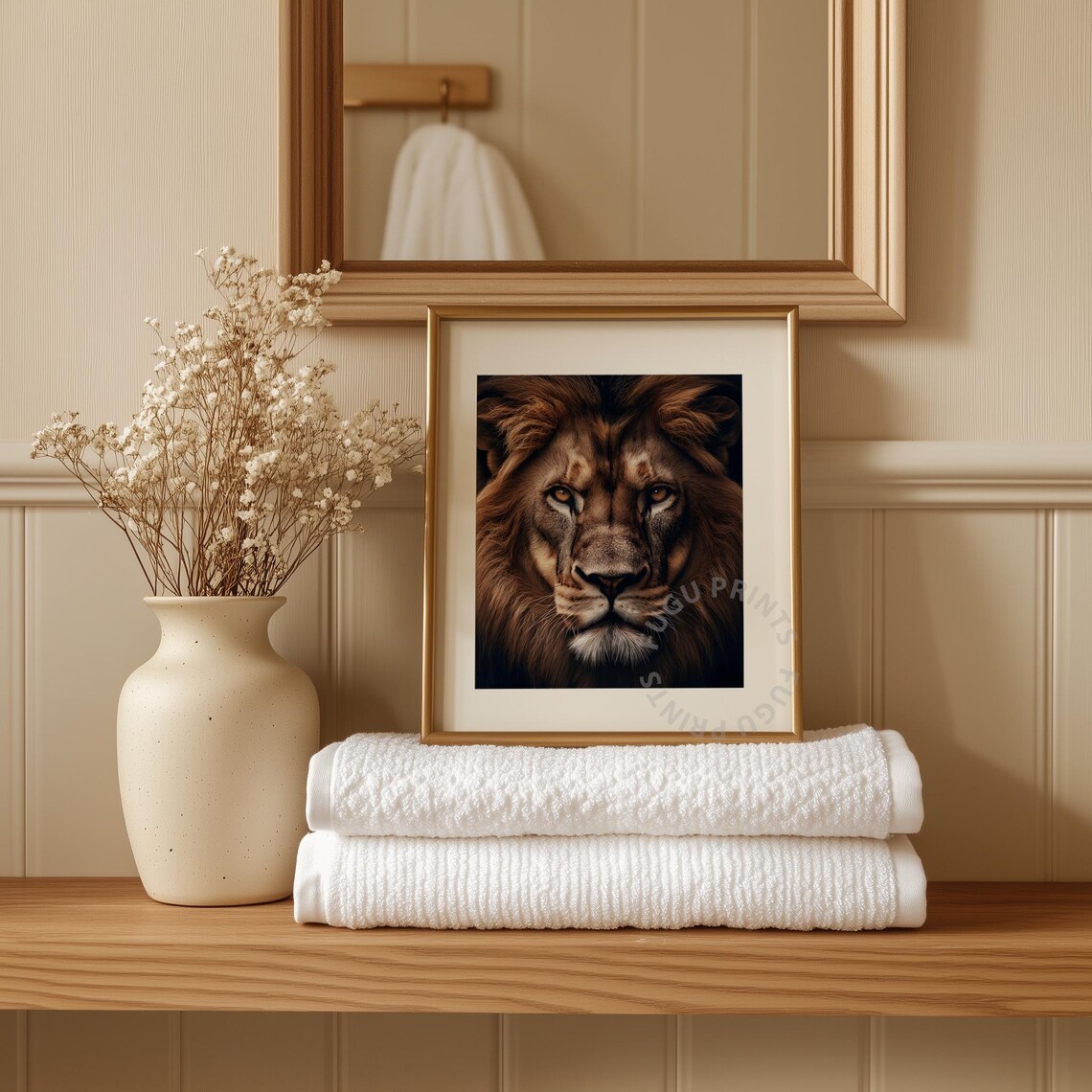 Majestic Lion Frontal Portrait King of Jungle Wildlife Poster - Image 3