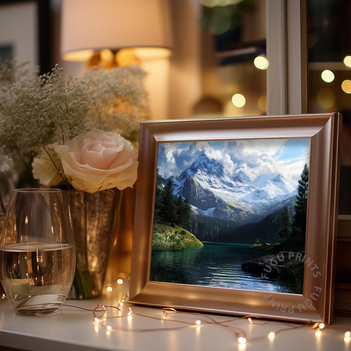 Mountain Lake Art Landscape Wall Art Turquoise Snow Capped Peaks 85 - Image 3