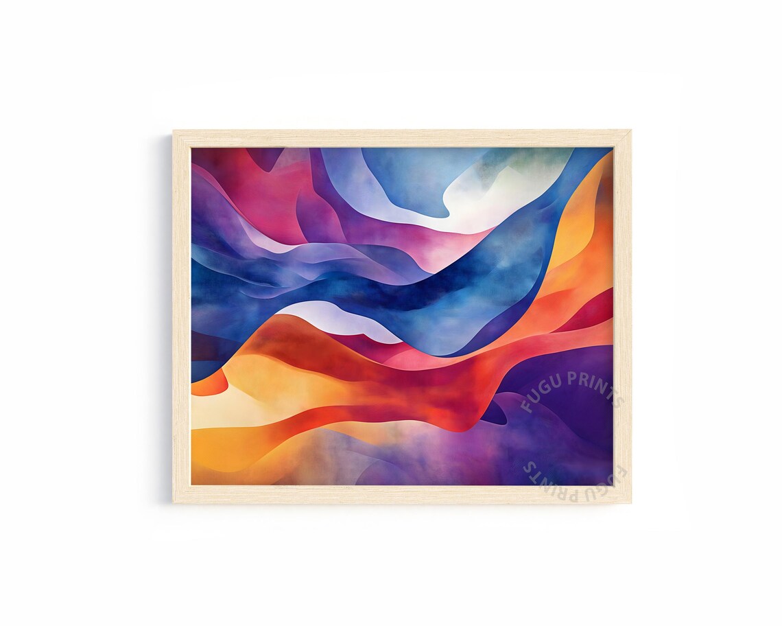 Abstract Wave Modern Art Print, Fluid Ribbon Texture
