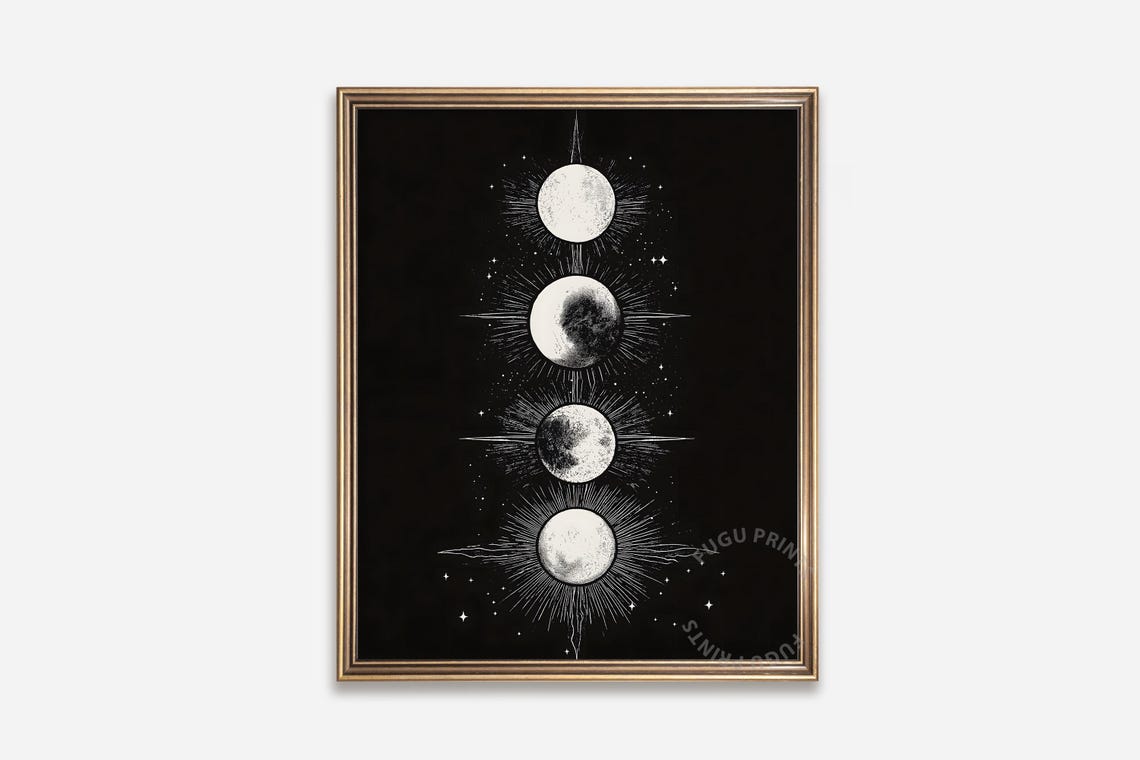 Moon Phases Boho Lunar Art Print