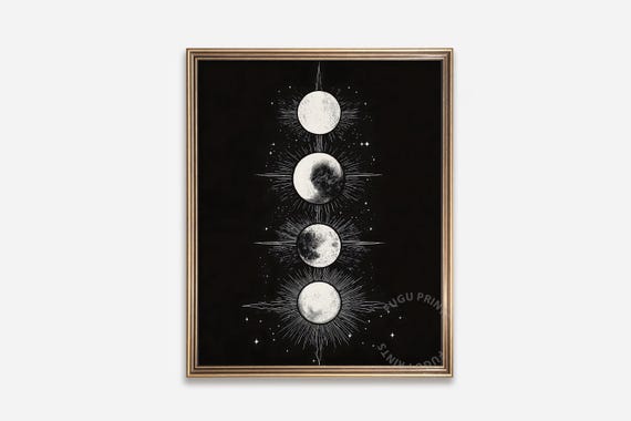 Moon Phases Boho Lunar Art Print