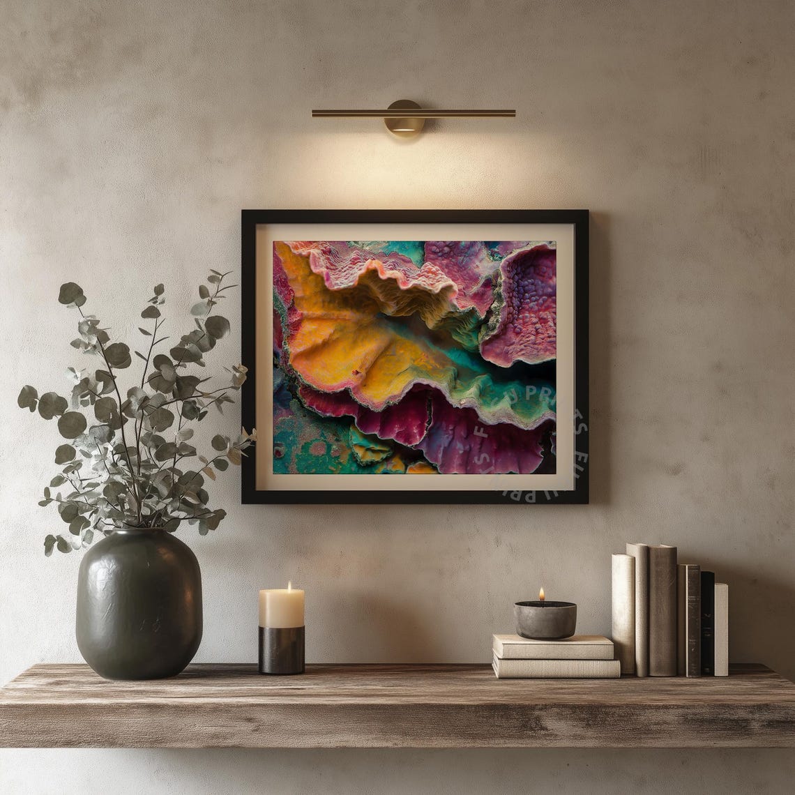 Abstract Coral Vibrant Coastal Wall Art Macro Ocean Print Yellow Pink Purple Turquoise Decor 39 - Image 4