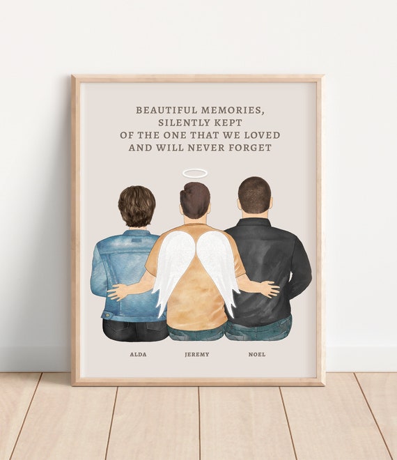 Personalized Sibling Memorial Print Brother Sister Sympathy Gift Deceased Angel Brother In Heaven Portrait Family Member Bereavement Gift