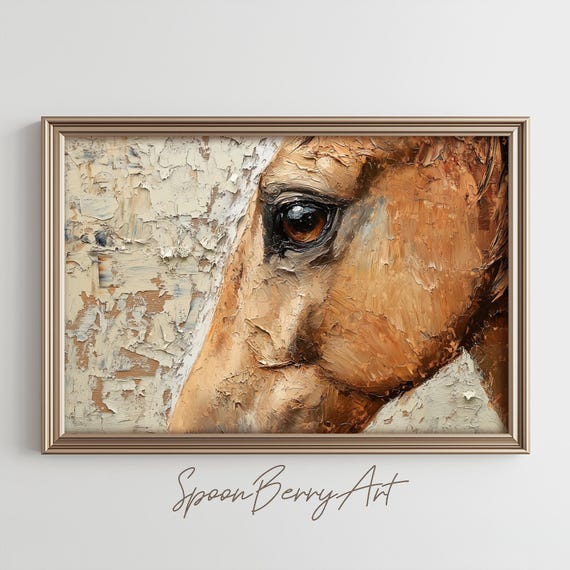 Horse Painting Instant Vintage Wall Decor Custom Art Print Oil Paint Painting Moody Cowboy Farm Barn Riding Life