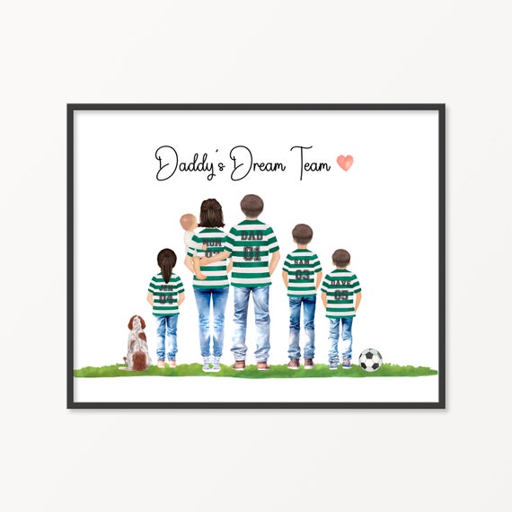Fathers Day Custom Gift Daddys Dream Team Personalised Print Football Family Print Granddad Dad Birthday Gift Soccer Family
