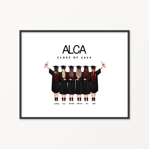 Group Graduation Personalised Print College Graduation Friends Gift University Graduation Print Custom Graduation Gift