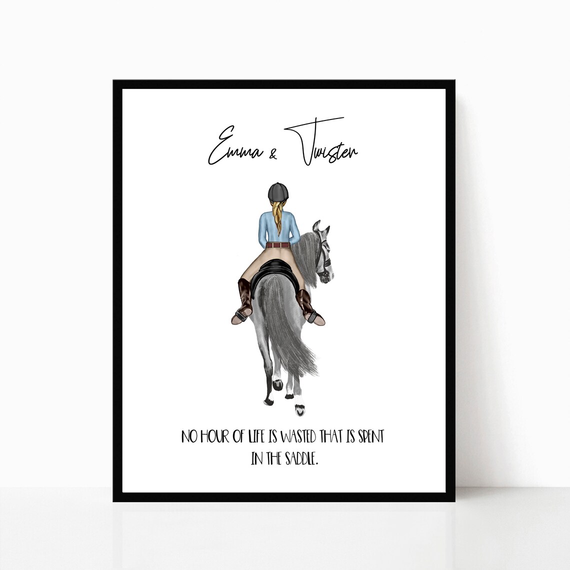 Horseback Rider and Horse In The Saddle Quote Portrait Poster