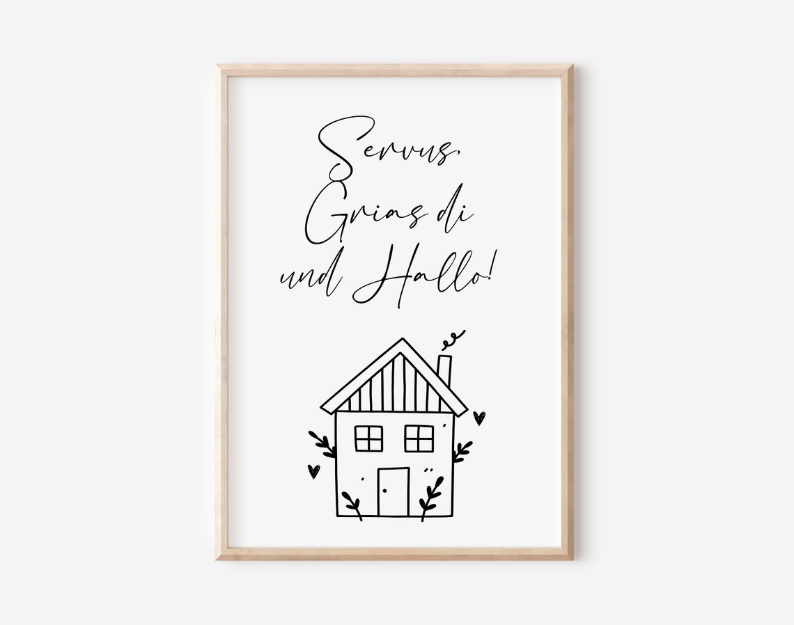 Bavarian Servus Grias Di Hallo German Welcome Quote Wall Art