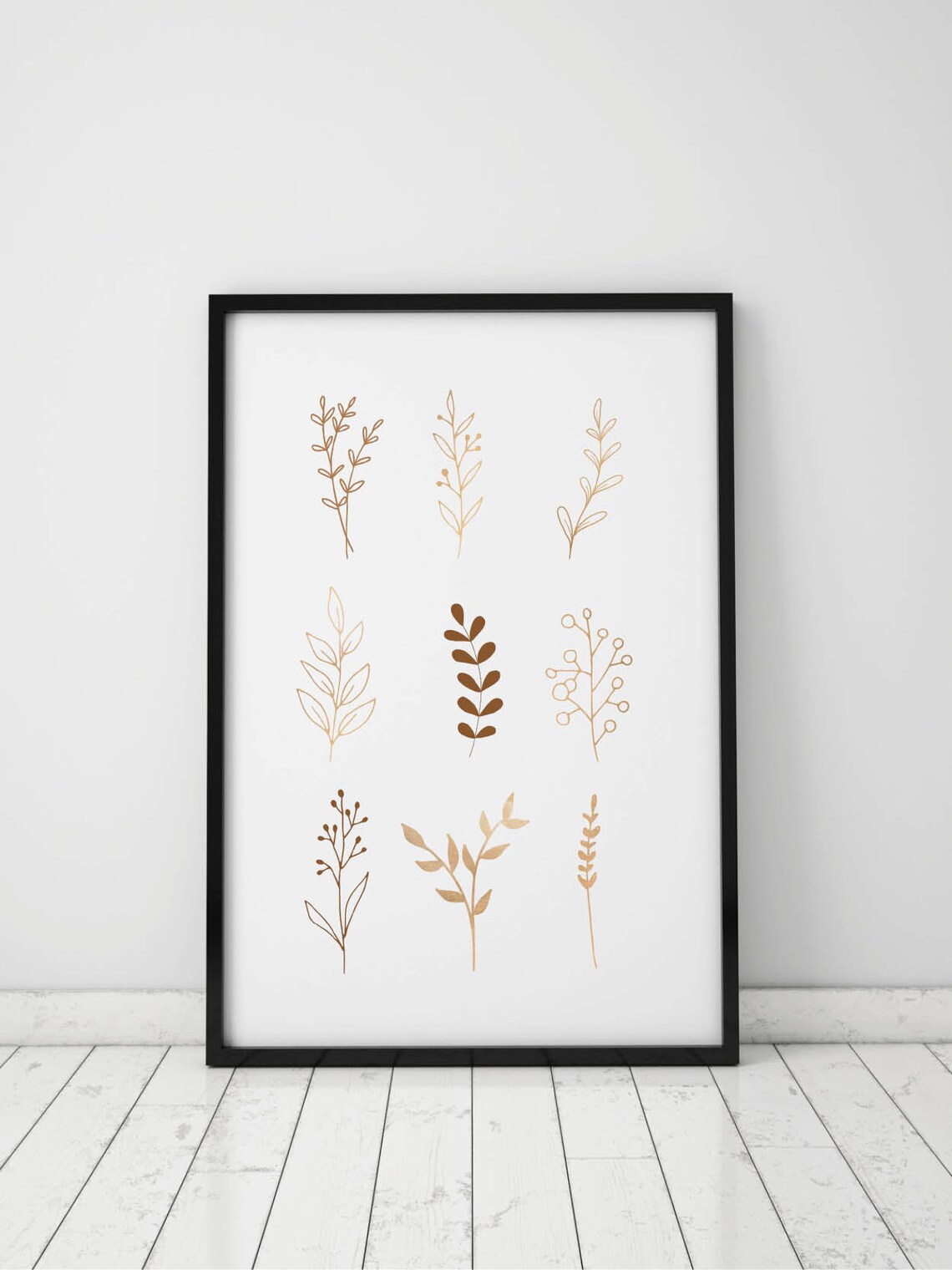 Boho Botanical Sprigs Line Art Set of Nine Minimalist Poster - Image 3
