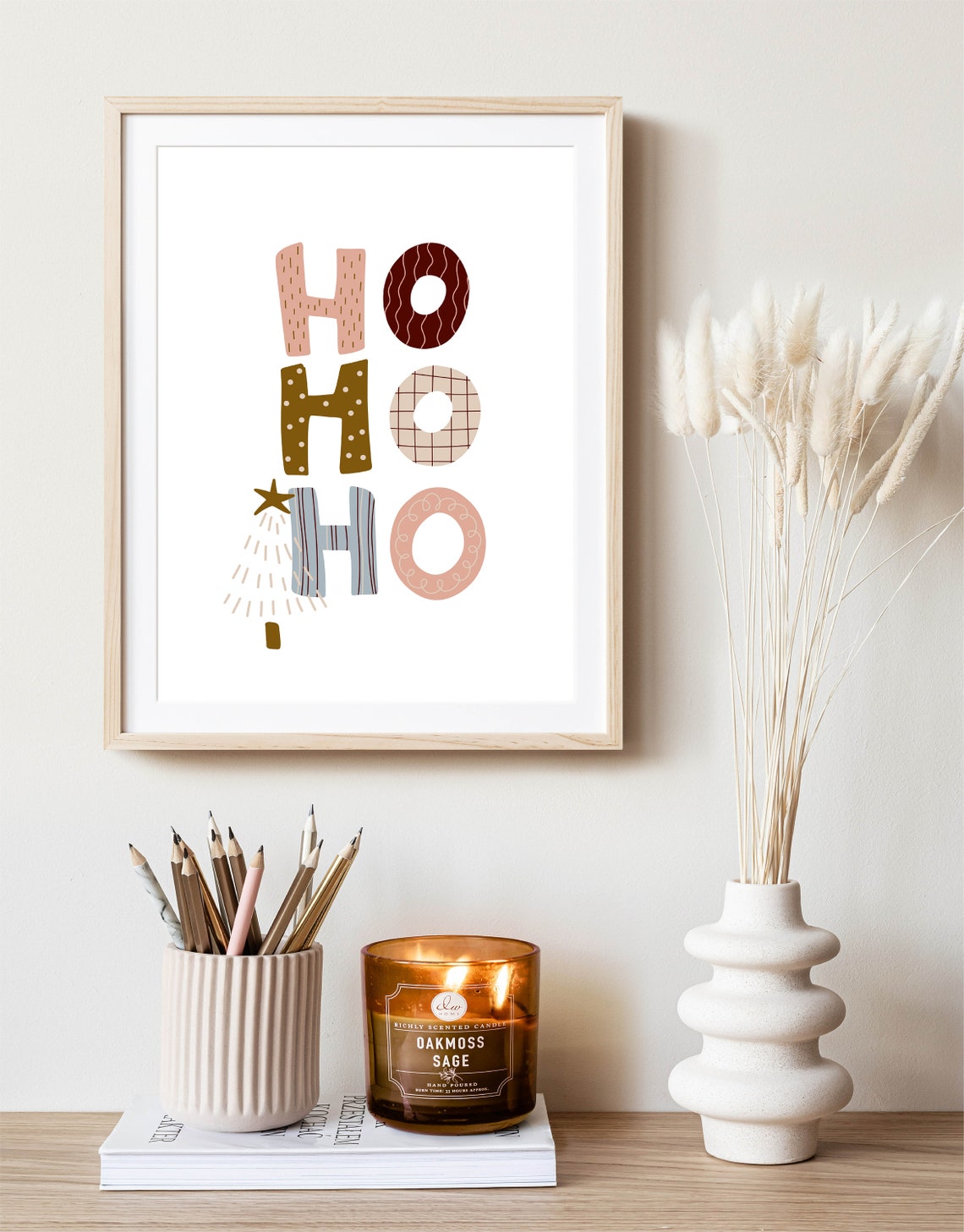Ho Ho Ho Hand Lettered Playful Christmas Typography Fun Poster - Image 3
