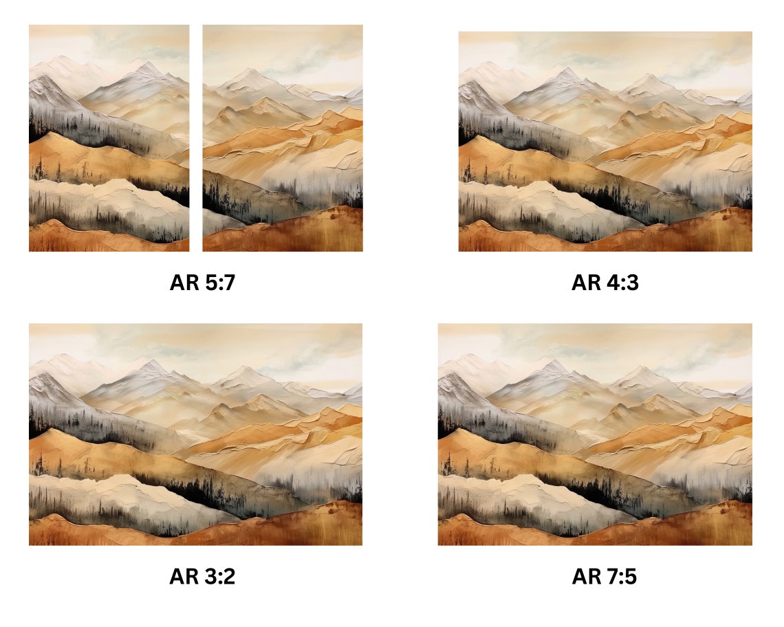 Mountain Panorama Natural Colors Landscape With Mountains Mountain Range Acrylic Colors Harmonious Landscape - Image 2