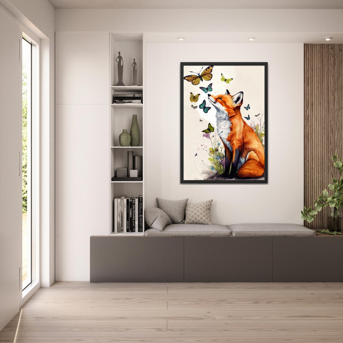 Fox With Butterflies As Watercolour Poster Print Brings Nature Into Your Home - Image 6