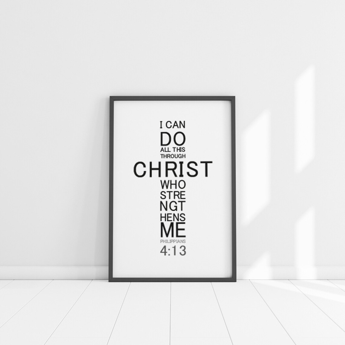 I Can Do All Things Through Christ Cross Shaped Philippians 4:13 Art Poster - Image 5