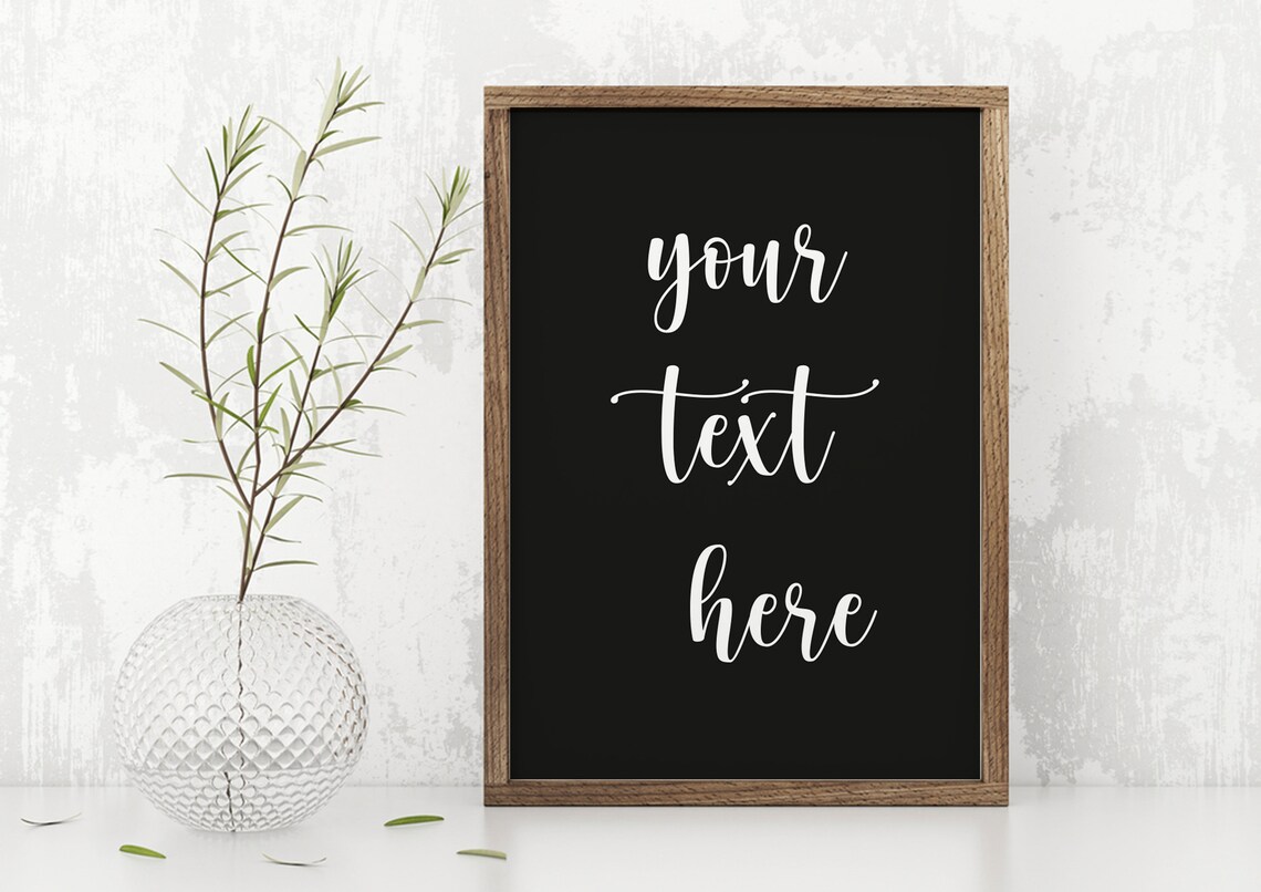 Custom Your Text Here Script Sign Personalized Black Wall Art Template - Image 2