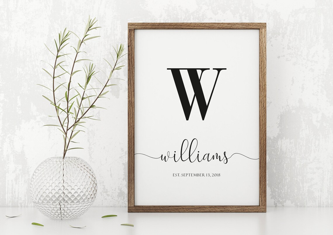Personalized Printed Wood Family Name Sign With Established Date Last Name Sign Wood Family Sign Farmhouse Monogram Sign - Image 2