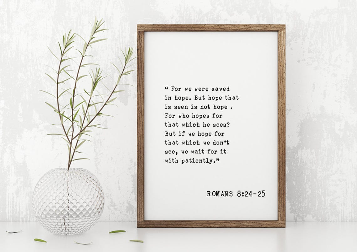 Romans 824 25 Hope Quote Wall Art Inspirational Scripture Decor Patience Faith Print Bible Verse Home Decor Gift - Image 4