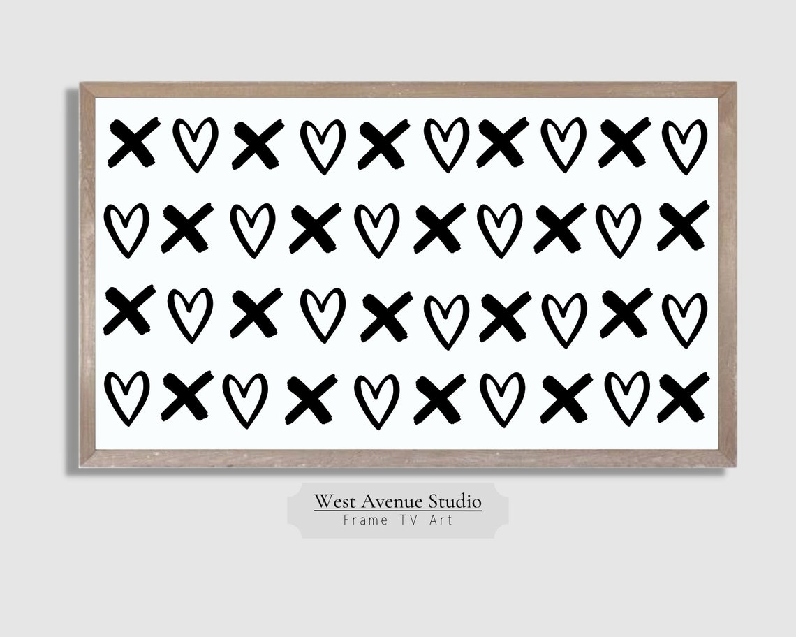 Black White XO Hugs Kisses Pattern Modern Valentines Day Art Poster