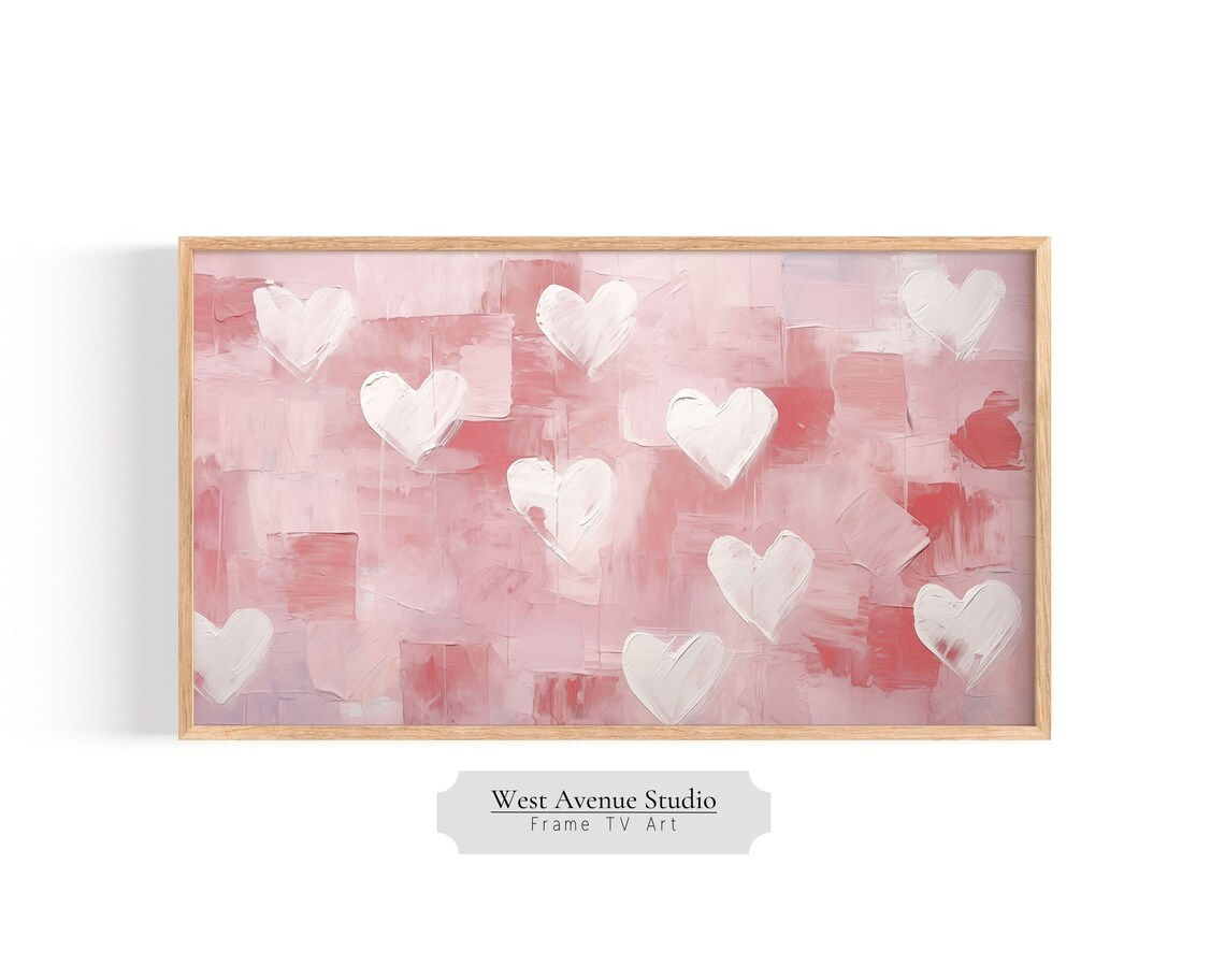 Valentine's Day Heart Textured Artwork, Pink Neutral Aesthetic