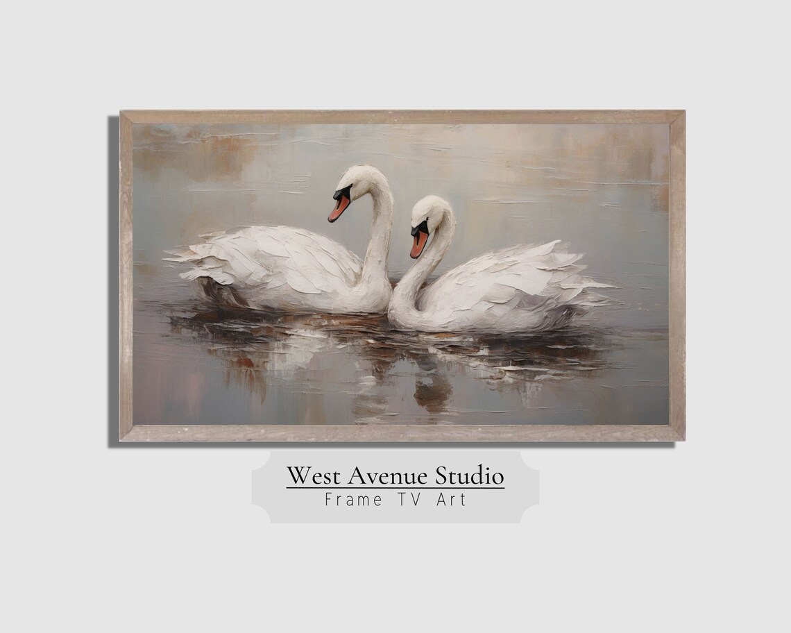 Spring Swan Neutral Oil Painting Art Print