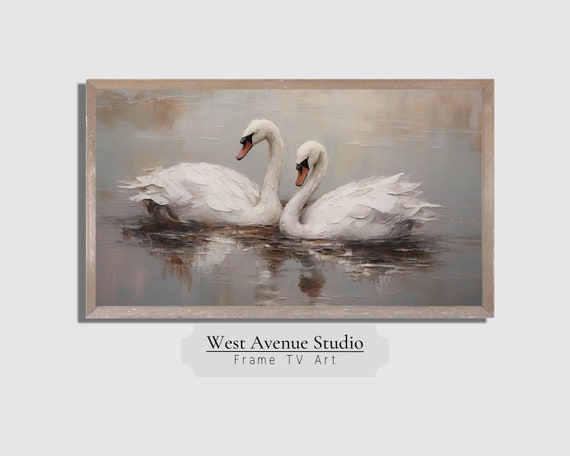 Spring Swan Neutral Oil Painting Art Print