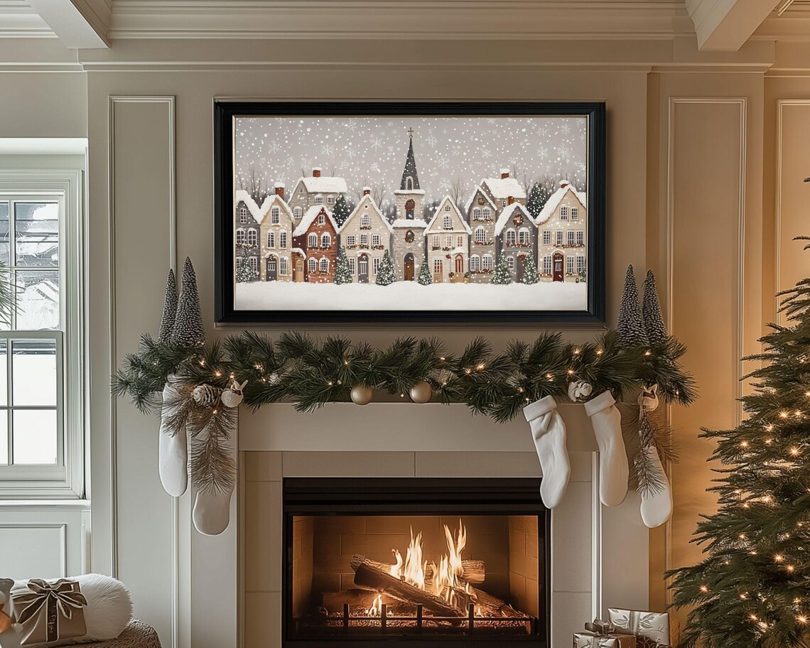 Christmas Village Winter Scene Art Print - Image 2