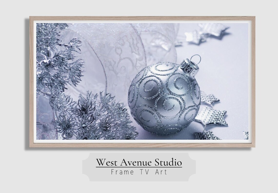 Silver Christmas Ornament Glitter Bauble Icy Holiday Still Life Poster - Image 5