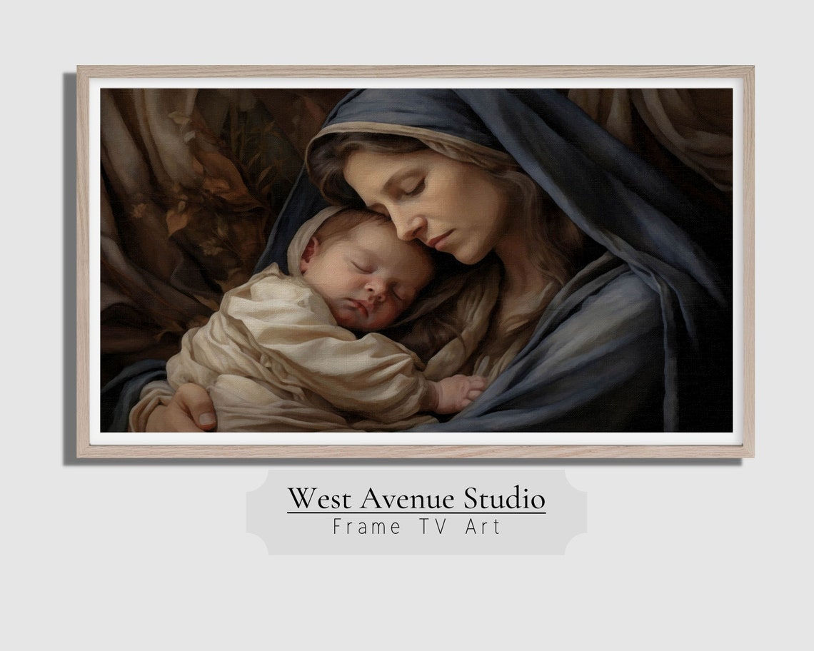 Babe In A Manger Christmas Poster Print - Image 3