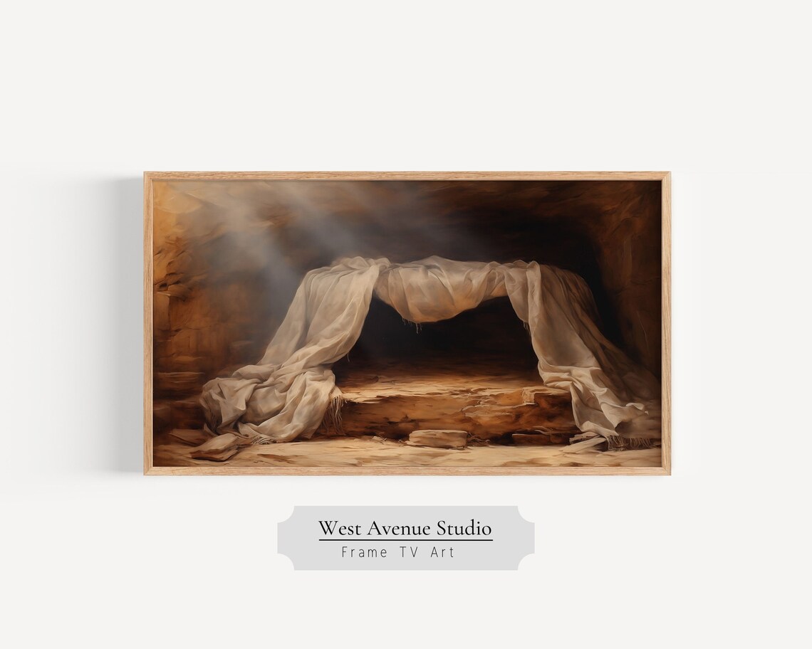 He Is Risen Christian Cross Religious Art Print