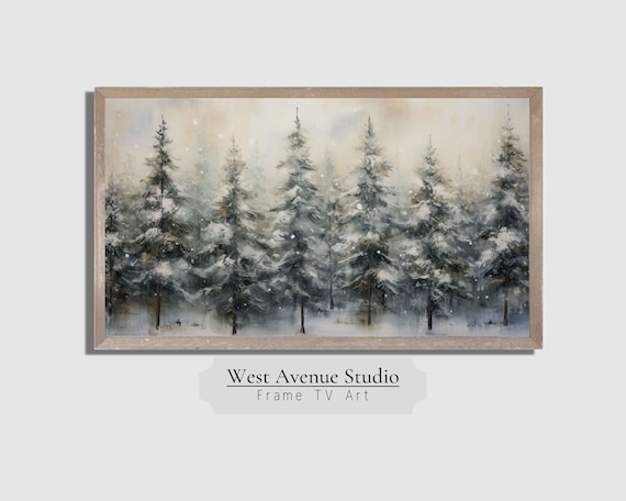 Christmas Tree Neutral Winter Pines Farmhouse Art Print