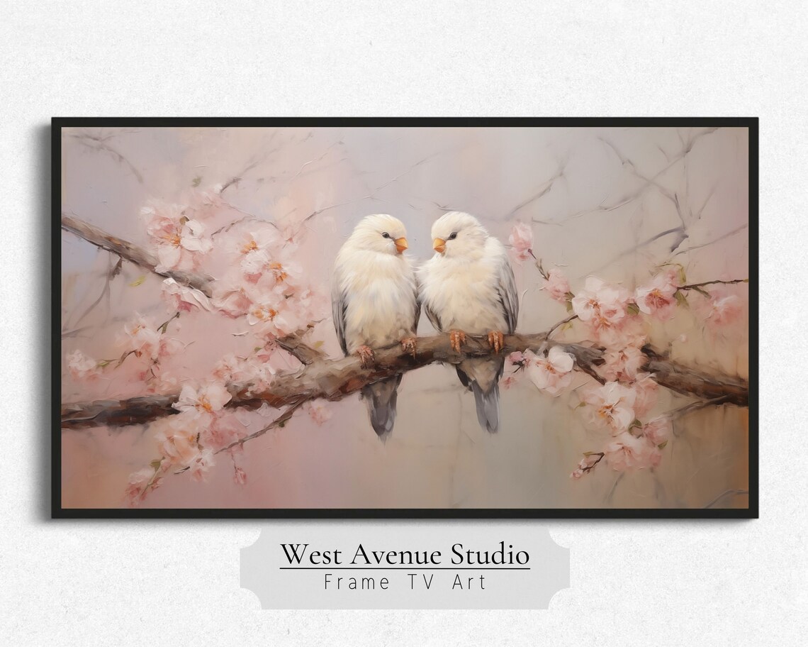 Love Birds Flower Art, Pink Neutral Aesthetic Print - Image 3