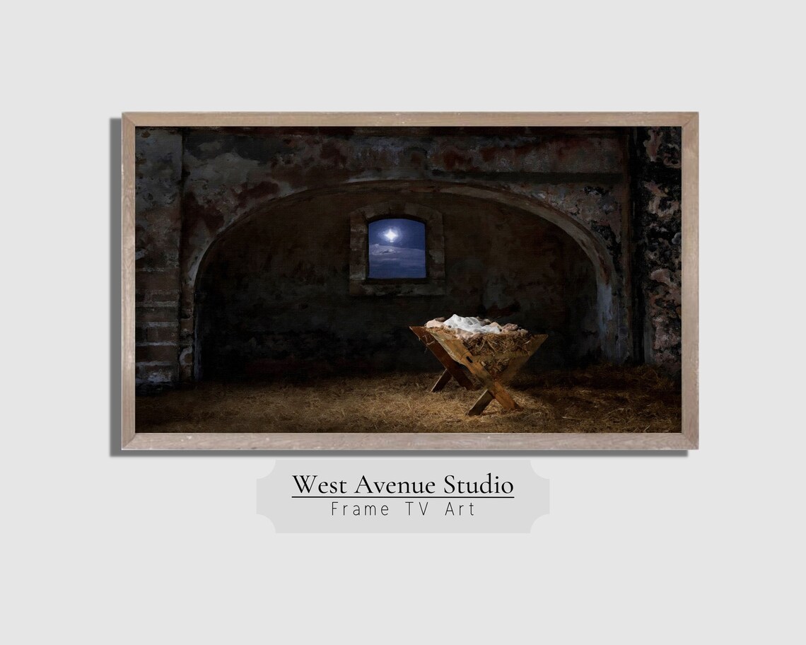 Nativity Christian Christmas Art Print, Babe In A Manger