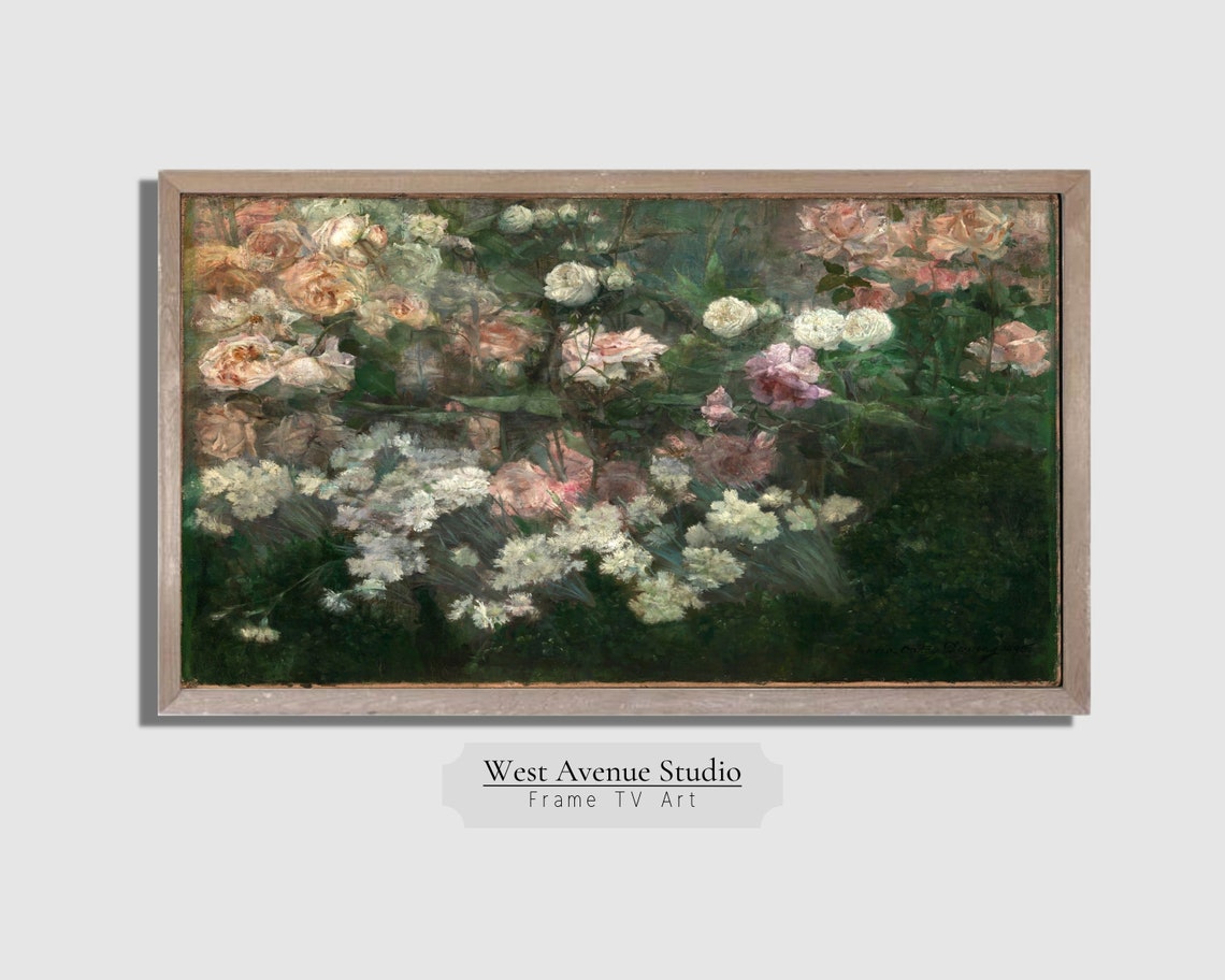 Frame Tv Art Spring Paint Spring Vintage Floral Painting Botanical Oil Painting Antique French Farmhouse Art Instant Download156