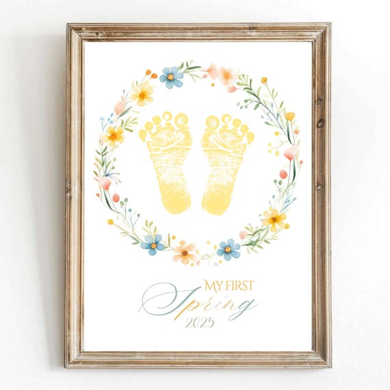 Spring Footprint Handprint Keepsake Art Print