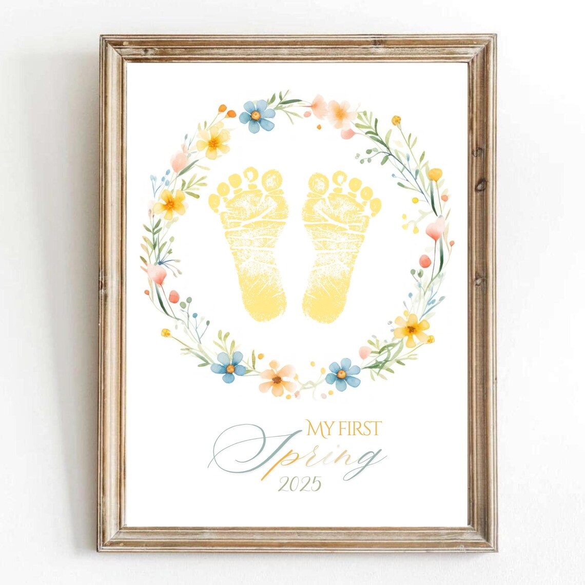 Spring Footprint Handprint Keepsake Art Print