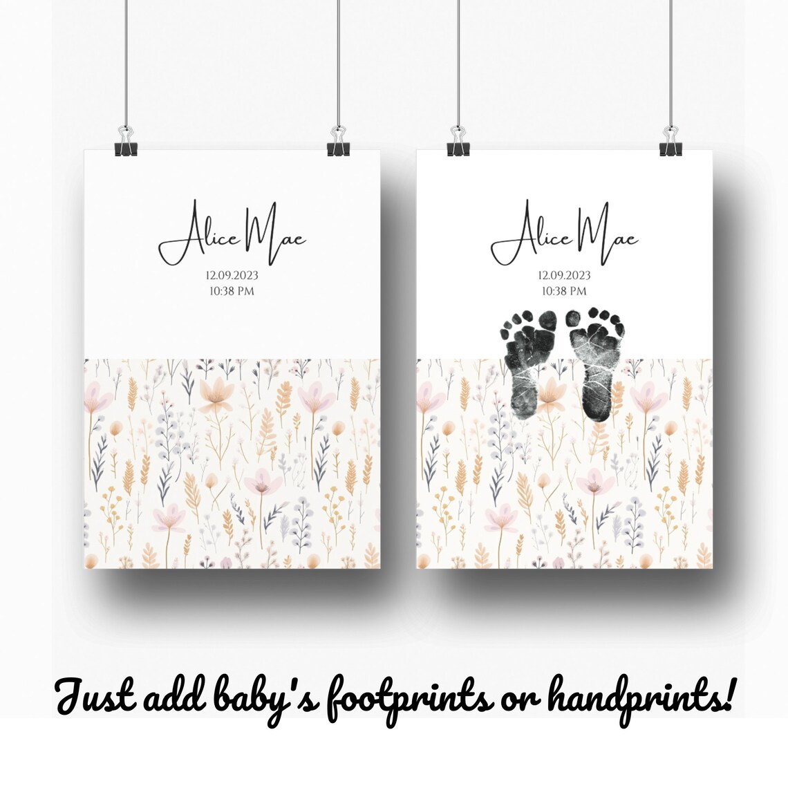 Personalized Minimalist Pastel Baby Footprint Art Print - Image 3