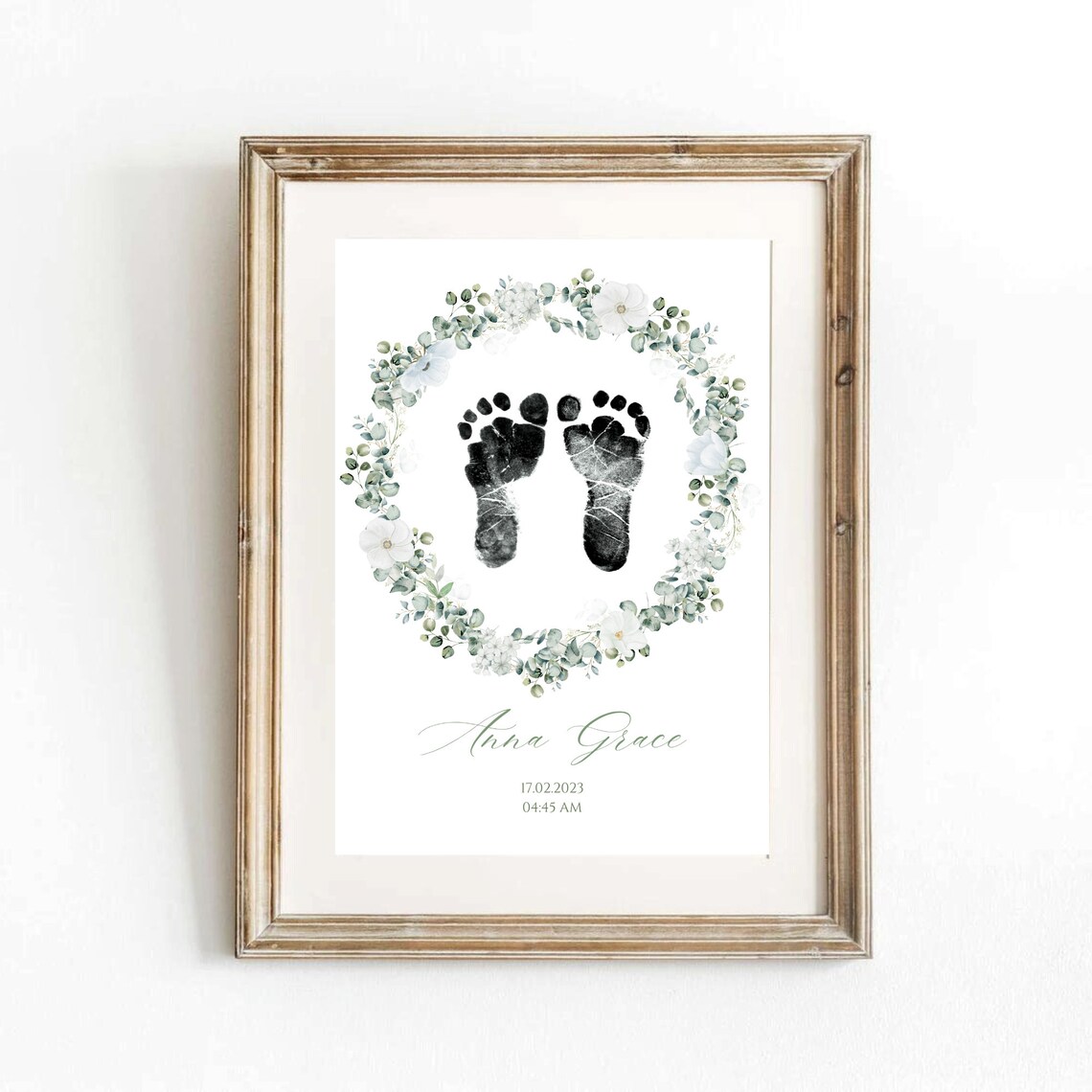 Eucalyptus Baby Footprints Nursery Keepsake