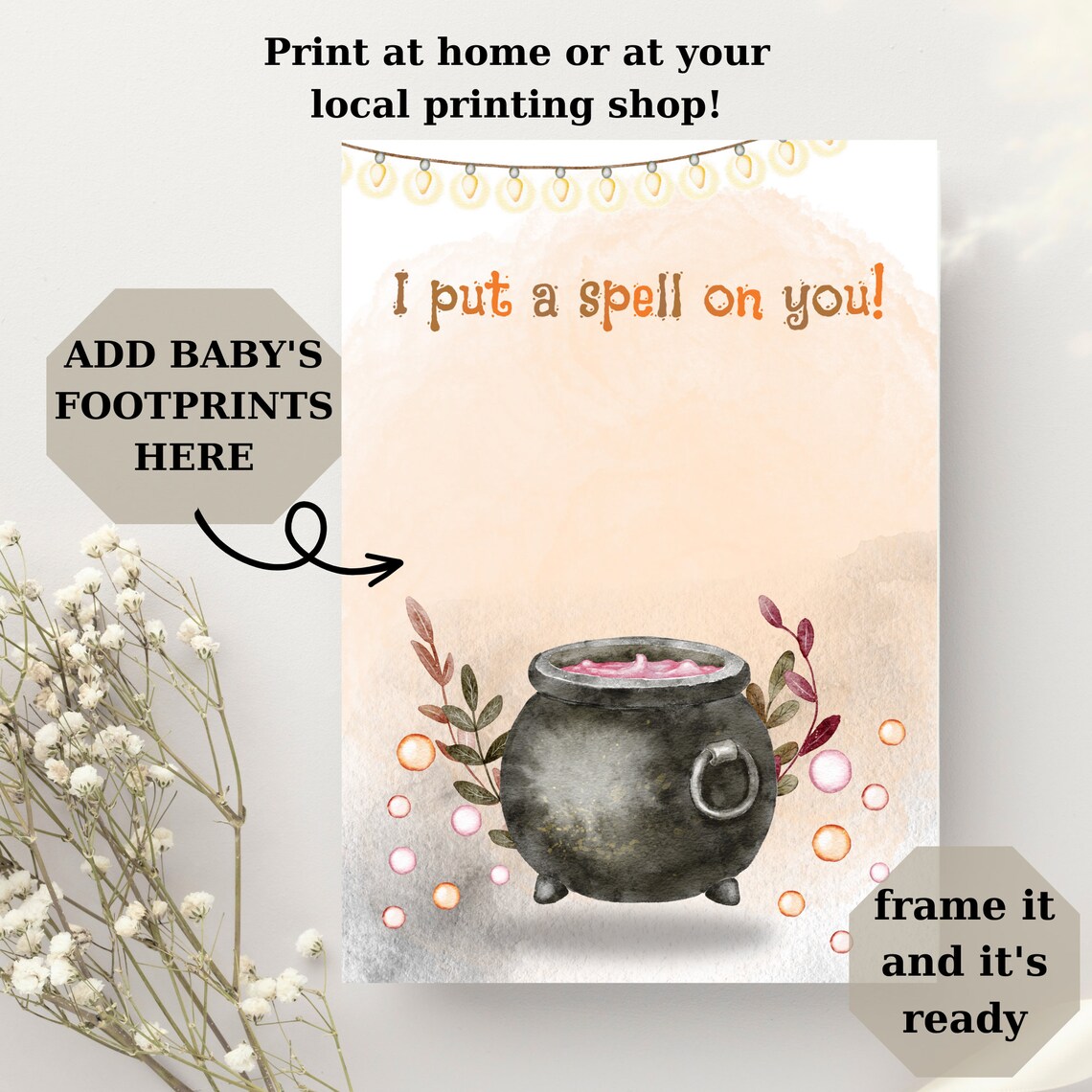 Halloween Baby Handprint Cauldron Spell On You Kids Craft Wall Art - Image 3