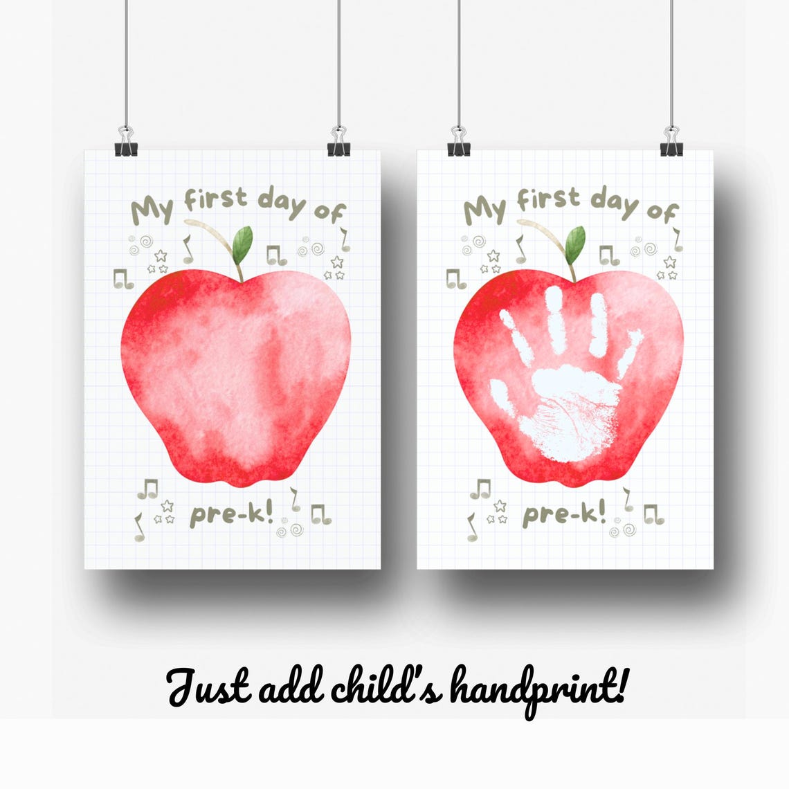 My First Day Of Pre K Apple Handprint Watercolor Keepsake School Art - Image 4