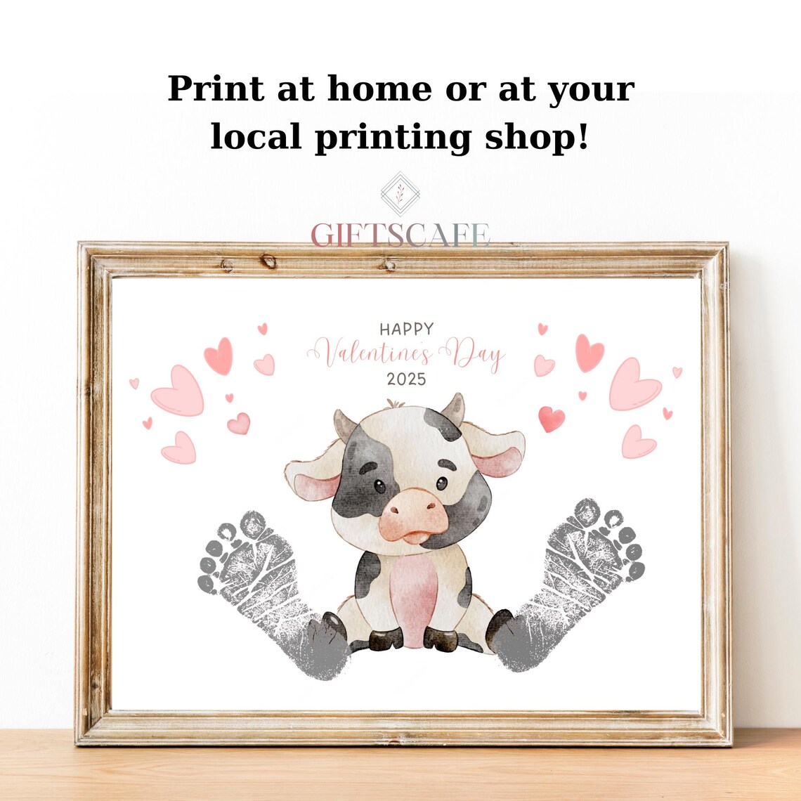 Happy First Valentine Handprint Heart Love Art Print - Image 3