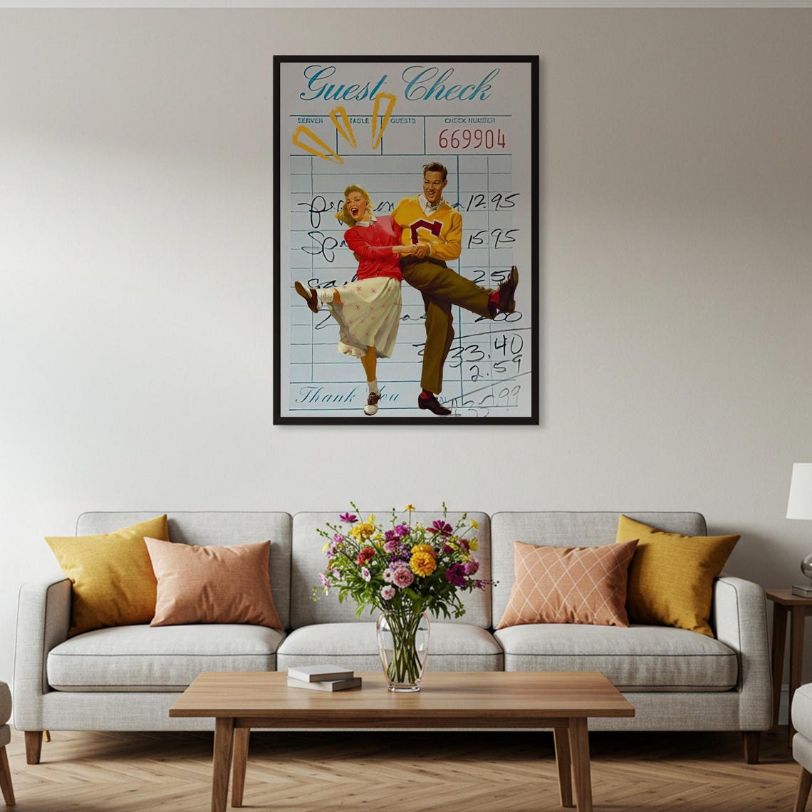 Guest Check Retro Dancing Couple 1950s Vintage Diner Style Poster - Image 2