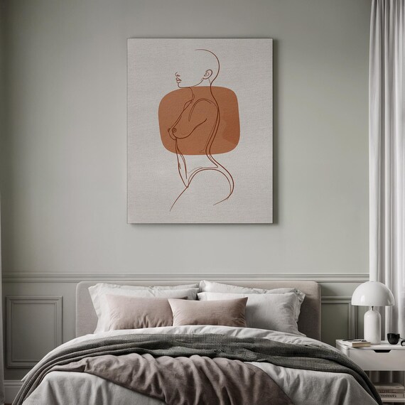 Terracotta Female Figure Line Art Minimalist Woman Body Poster