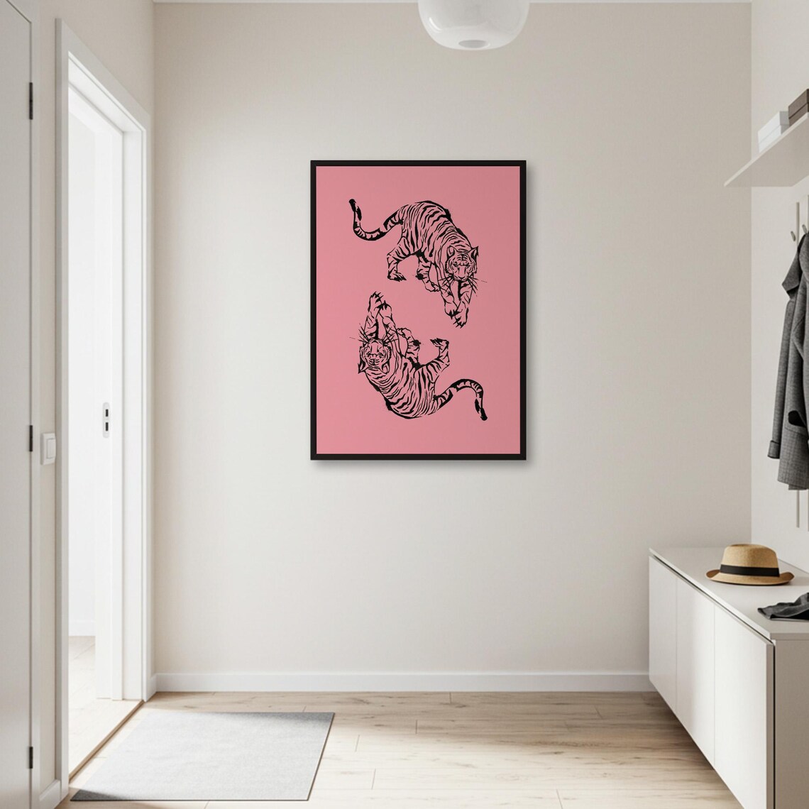 Pink Tiger Minimalist Animal Poster, Modern Decor - Image 2