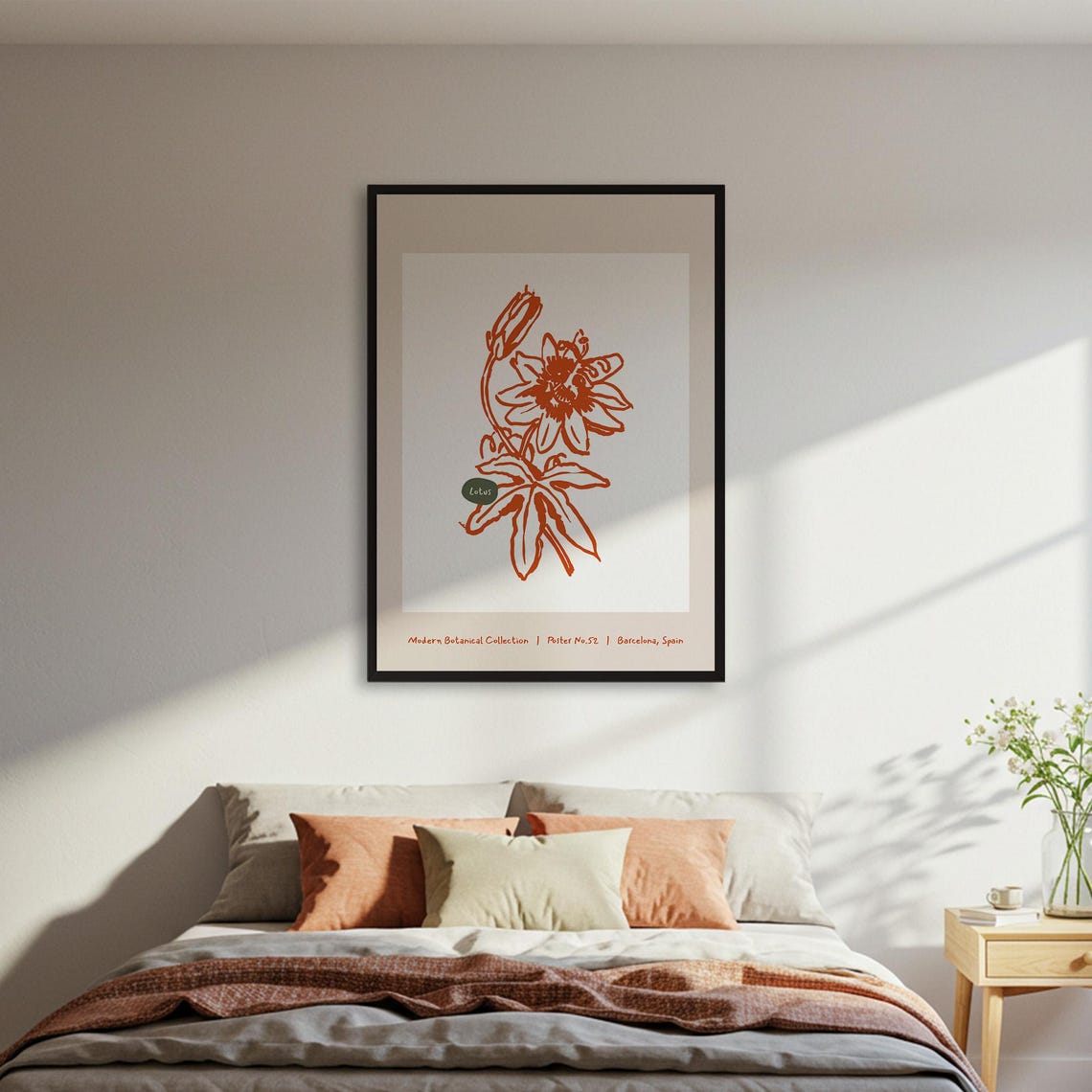 Lotus Orange Line Art Modern Botanical Collection No 52 Poster