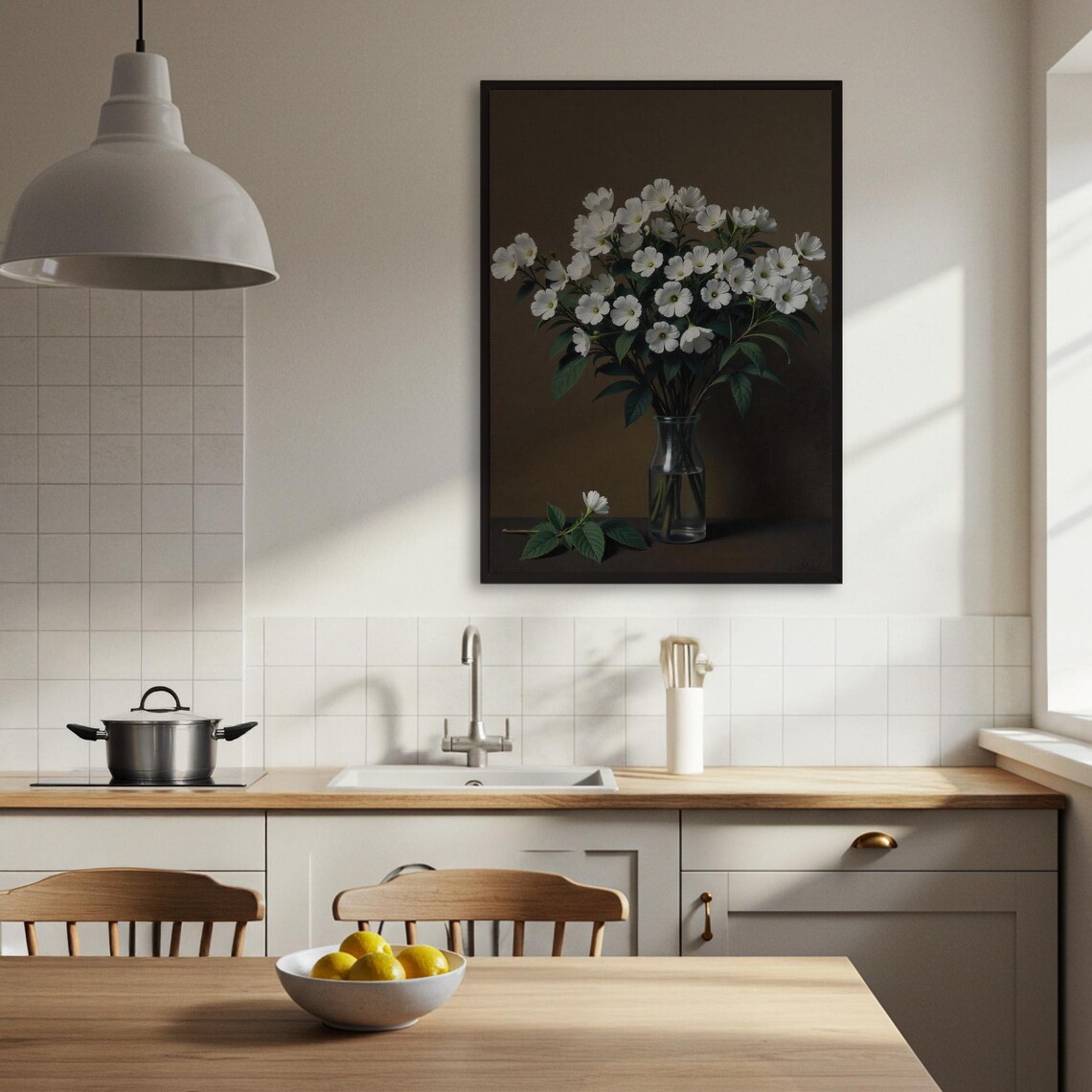 White Flowers In Vase, Vintage Botanical Still Life - Image 3