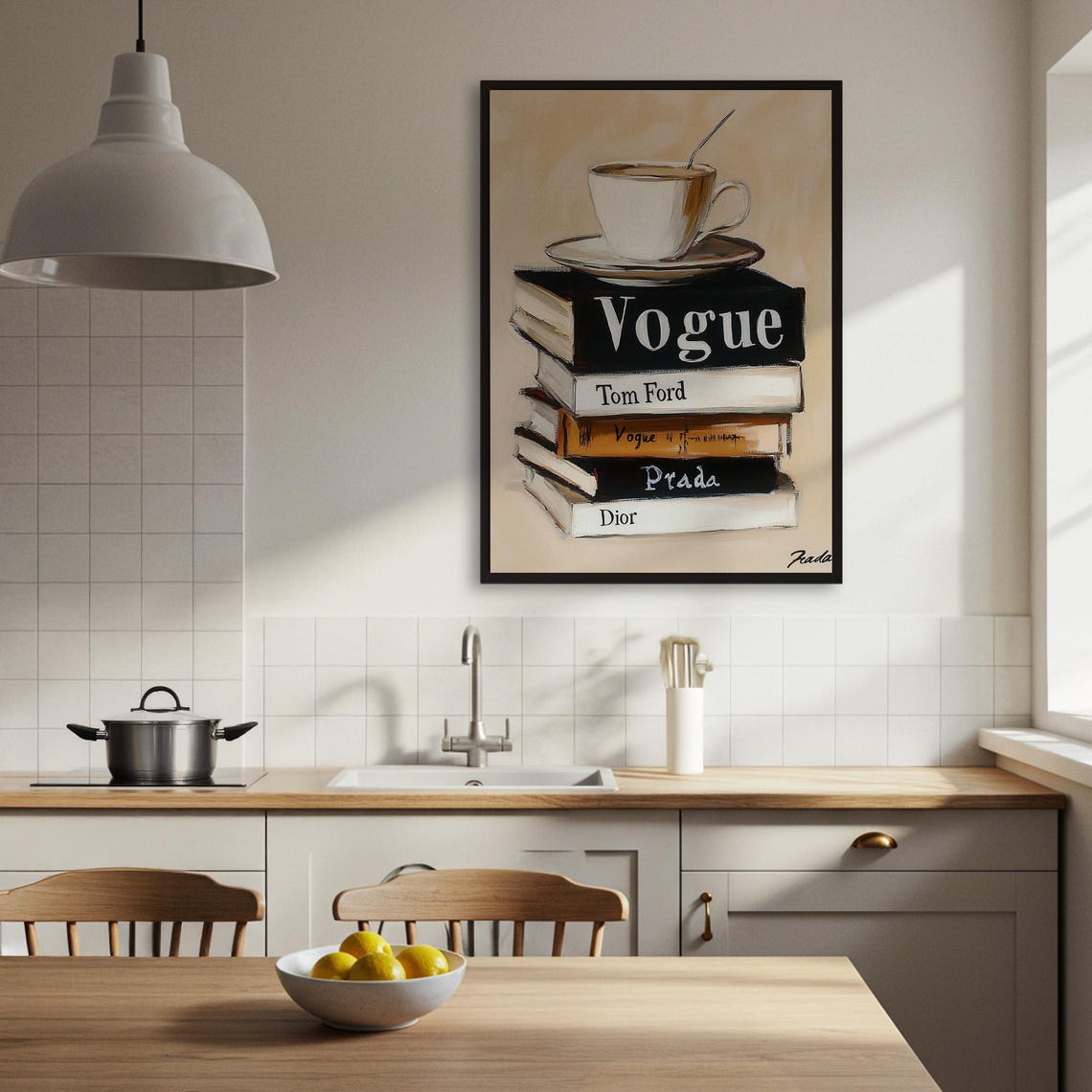 Vogue Tom Ford Prada Dior Fashion Book Stack Coffee Cup Poster - Image 4