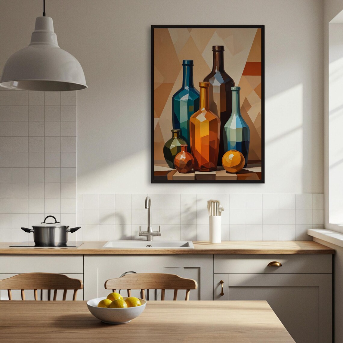Abstract Bottle Still Life, Modern Geometric Art Print - Image 3