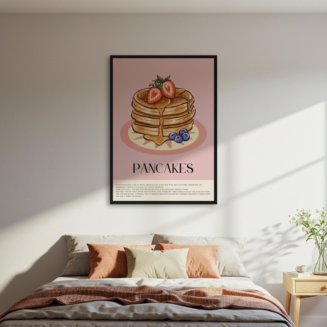 Pancakes Food Poster, Retro Style Kitchen Decor