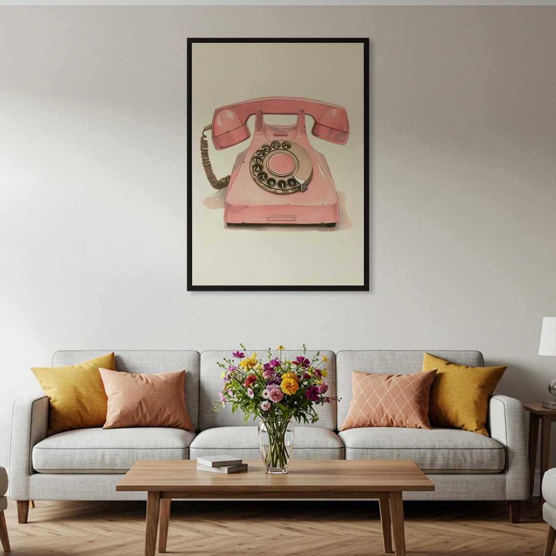 Pink Rotary Phone Vintage Telephone Poster - Image 4