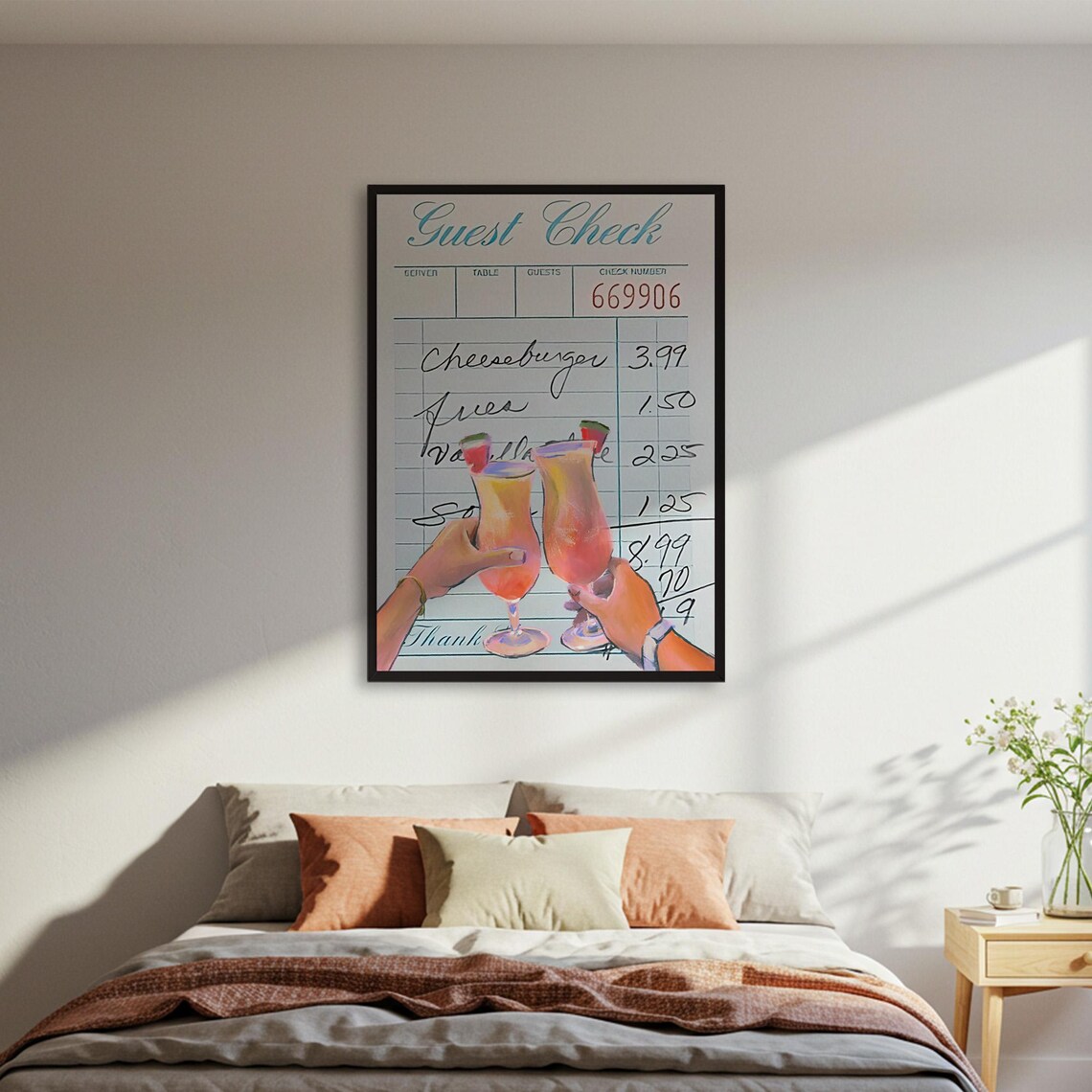 Retro Diner Guest Check, Vintage Cocktail Toast Art Print